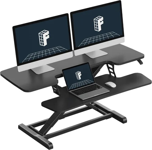 Vista 11 de FLEXISPOT Convertidor de escritorio de pie de 28 pulgadas para espacios pequeños, elevador de escritorio compacto para computadora de pie Negro