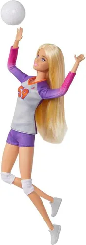 Vista 2 de Muñeca Barbie y accesorios, muñeca de voleibol profesional de Barbie "Made to Move" con uniforme y pelota