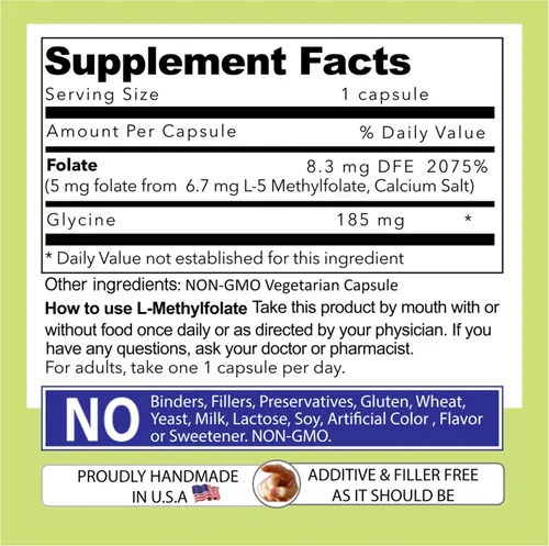 Vista 9 de Our Daily Vites, L Metilfolato 5 mg – Suplemento activo de folato metilado 5-MTHF para mujeres y hombres – Folato de metilo para la salud cerebral