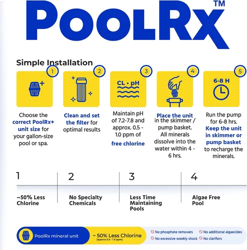 Vista 6 de PoolRx Pool Unit #101001 Algicida Azul de 6 Meses Trata 7.5k-20k galones, Individual
