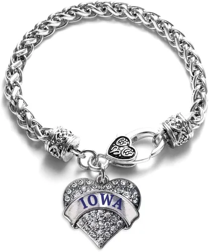 Vista 107 de Pulsera de plata con dije de corazón pavé con joyas de circonita cúbica