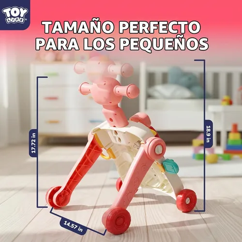 Vista 6 de TOY Life Andador de empuje para bebé 3 en 1, mesa de actividades para Luces y música, engranajes giratorios, volante, mesa de juego desmontable