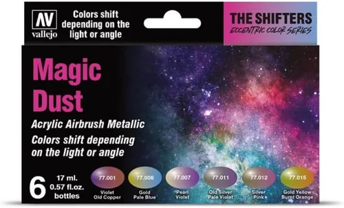 Vista 4 de Vallejo - The Shifters Galaxy Dust Set de 6 colores acrílicos metálicos para aerógrafo Ideal para pintar figuras de fantasía y juegos de guerra