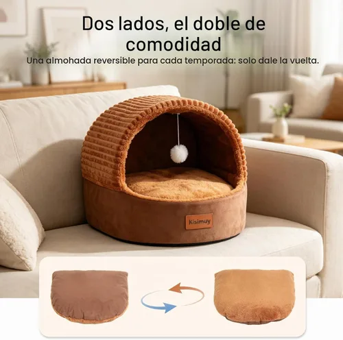 Vista 3 de Cat Bed Cave with Pillow & Cat Toys, Cat Bed for Indoor Cats & Dog