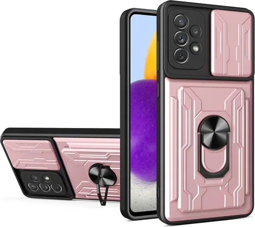 Vista 10 de CCSmall Funda para Samsung Galaxy A23 4G/5G con tarjetero, protección resistente con anillo magnético, función atril, cubierta de cámara deslizante