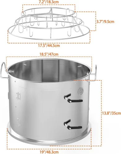 Vista 2 de onlyfire Kit para ahumar parrilla de acero inoxidable, accesorio para colgar costillas para parrillas Weber de carbón de 18 pulgadas, convierte tu