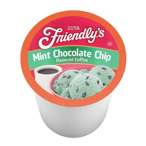 Vista 5 de Friendly's Cápsulas de café helado con sabor, compatibles con cafeteras Keurig K Cup (chips de chocolate menta, 12 unidades)