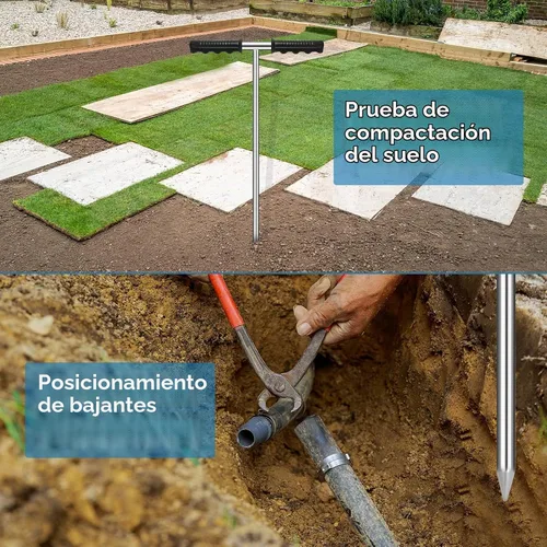 Vista 6 de GADFISH Varilla de sonda de suelo de acero inoxidable, herramienta de varilla de tierra ajustable de 32 a 48 pulgadas de altura con mango en T