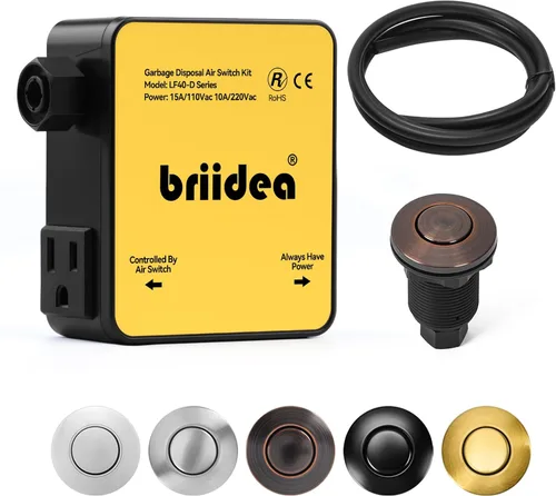 Vista 16 de Kit de interruptor de aire para eliminación de basura, desagüe de fregadero, eliminación de residuos largo, botón de aire de encendido/apagado