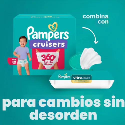 Vista 5 de Pampers Cruisers 360 Pañales - Talla 3, 26 unidades, pañales desechables para bebé, ajuste sin huecos