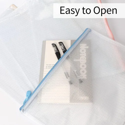 Vista 6 de Toplive 10 bolsas de malla con cremallera, A4, impermeables, con cremallera, bolsa de plástico de 5 colores para documentos para almacenamiento