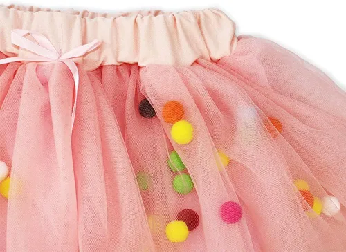 Vista 5 de YOHA Vestido tutú de cumpleaños para niñas pequeñas, tutú de sirena, suave, con pompones, para niñas pequeñas