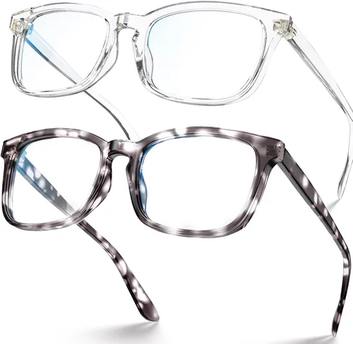 Vista 13 de Square Blue Light Glasses for Women Men Clear Frame Computer negro (Black&Clear)