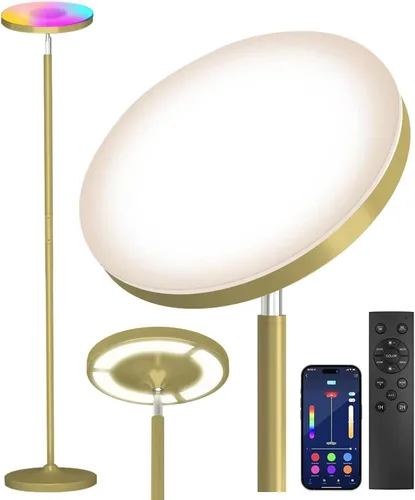 Vista 10 de Keepsmile Lámpara de pie de iluminación doble cara LED con aplicación inteligente 36W/2600LM lámpara de pie alta brillante RGB lámpara de pie