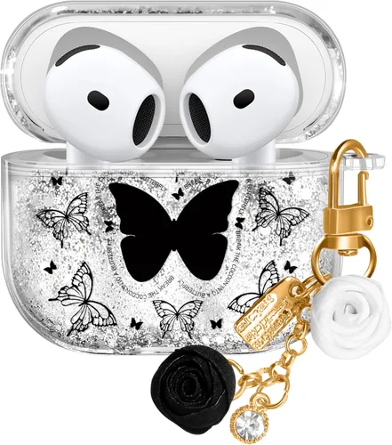 Vista 17 de Funda para Apple para Airpods 4 Case 2024 - Arena Movediza Líquida Arte Artístico Estético Funda Mujer Chica Mujeres Brillante Brillo Purpurina