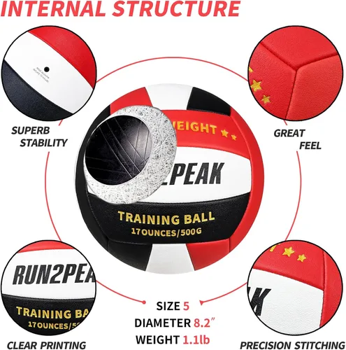 Vista 5 de RUN2PEAK Setter Training Volleyball Official Size 5 Volleyballs Heavy Weight Ball PU Practice Volley Balls for Indoor Rebounder Equipment Setters