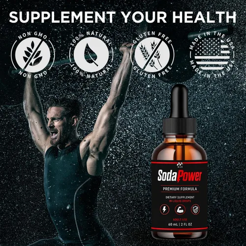 Vista 5 de Soda Power Drops, suplemento oficial SodaPower masculino, paquete de 1