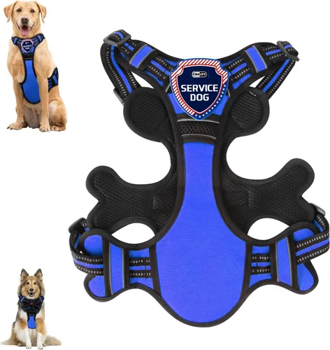 Vista 9 de Gimilife Arnés para perro, chaleco reflectante ajustable para perro, arnés sin tirones con insignia y corbatín para cachorros, perros pequeños