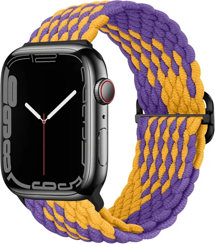 Vista 36 de Qimela - Correa elástica Solo Loop compatible con Apple Watch de 49 mm, 46 mm, 45 mm, 44 mm, 42 mm, 41 mm, 40 mm y 38 mm, correa trenzada Verde