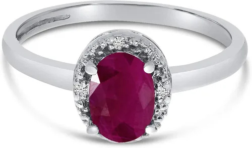 Vista 6 de Direct-Jewelry Anillo de diamantes y rubí ovalado de oro blanco de 10k