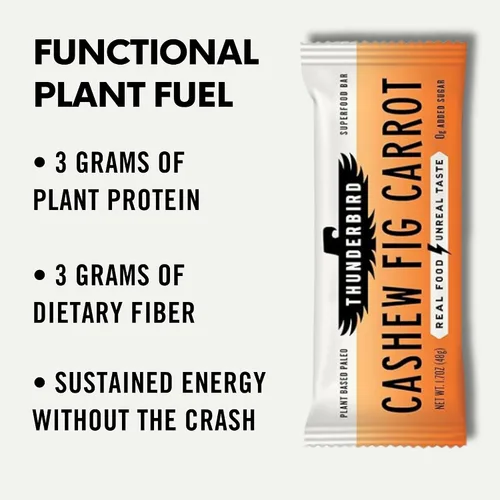 Vista 5 de Thunderbird Bars - Bocadillo energético, sin gluten con proteínas, comida real saludable, paleo vegano sin OMG, sin azúcar añadido, sabor a anacardo