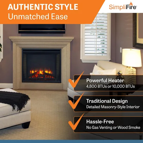 Vista 3 de SimpliFire Chimenea eléctrica incorporada de 30 pulgadas (SF-BI30-EB)