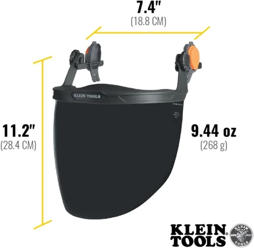 Vista 3 de Klein Tools Face Shield for Safety Helmet and Cap-Style Hard Hats, Impact Rated, Anti-Fog, Low-Profile Design for Grinding