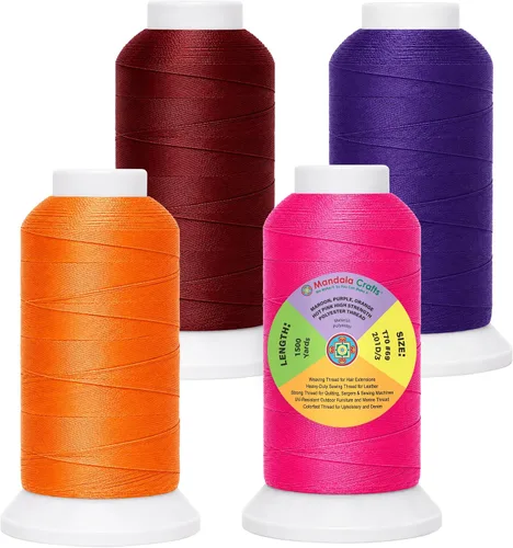 Vista 10 de Mandala Crafts Airforce Blue Tex 70 - Hilo de poliéster para tapicería 1500 Yds T70 UV Resistant Strong Thread for Leather Sewing, Marine