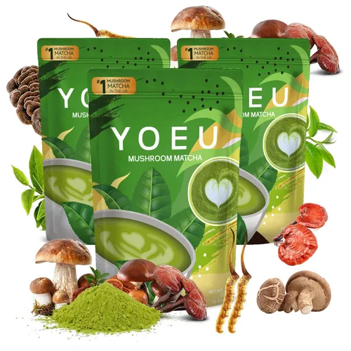 Vista 9 de 6.35 oz, polvo orgánico de hongos matcha, matcha japonés y 12 ingredientes naturales, café instantáneo, polvo con leche, alternativa al café