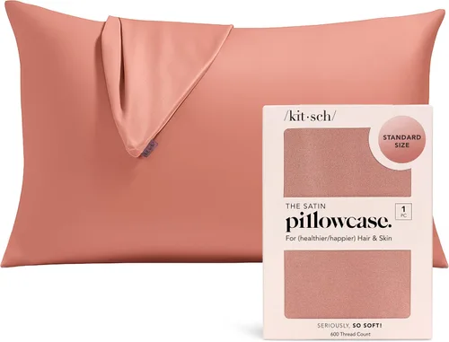 Vista 15 de Kitsch Funda de almohada de satén con cremallera, tamaño estándar, Aura