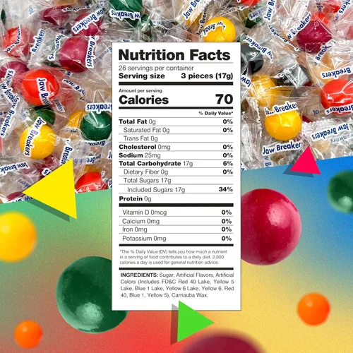 Vista 2 de Jawbreakers - Caramelos duros Bolsa de 1 libra – Aprox. 75 unidades Surtido con sabor a frutas