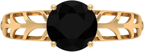Vista 8 de Anillo de compromiso de ónix negro de corte redondo de 0.276in, anillo de compromiso solitario de ónix negro, anillo de compromiso de ónix negro
