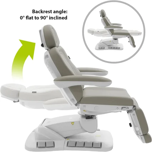 Vista 5 de SKINACT Palma - Mesa de tratamiento médico eléctrico de 4 motores y silla facial con giratorio, altura ajustable, respaldo, inclinación del asiento