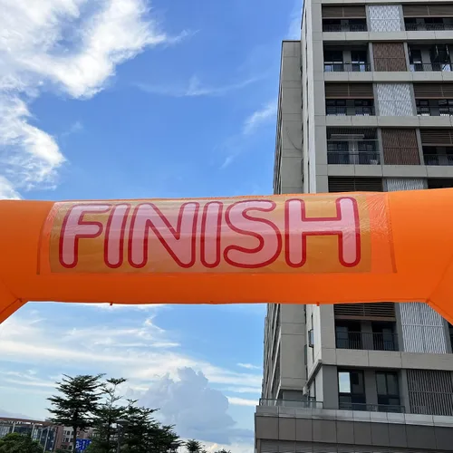 Vista 7 de Naranja inflable del arco de la línea de meta del comienzo de los 20ft con el ventilador potente, arco inflable del hexágono para el comercio