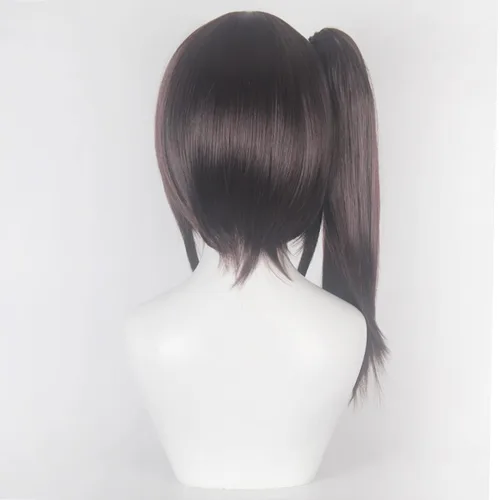 Vista 4 de abouder Tsuyuri Kanao - Peluca con clips de mariposa, Demon Slayer para cosplay, peluca de Kimetsu no Yaiba, peluca negra para fanáticos del anime