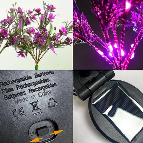 Vista 9 de Aolyty Luces solares decorativas para jardín al aire libre, paquete de 2 luces solares Phalaenopsis de flores, impermeables, IP65, luces solares