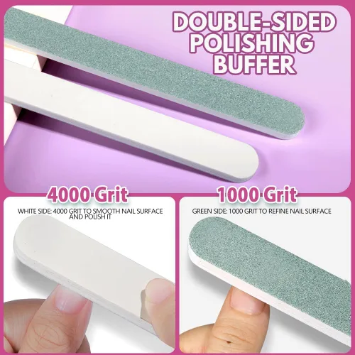 Vista 5 de FANDAMEI Limas y tampones de uñas, kit de 20 limas de uñas. Bloque de pulido de uñas rectangular y grano 100/180 lima de uñas de 7 vías y tampón