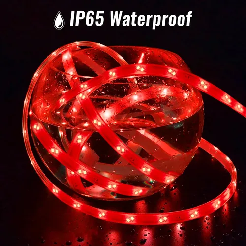 Vista 3 de 1860 LED, tira de luces LED planas rojas de 100 pies de 16 modos para exteriores, SMD 2835, impermeable, permanente, resistente, para exteriores