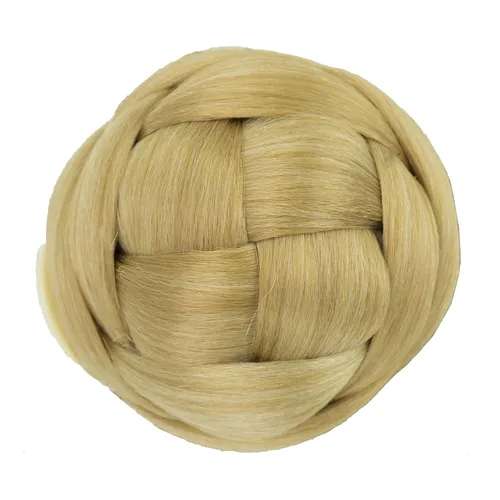 Vista 2 de IMISSU Trenzado Chignon Dancer Hair Donut Hairpieces Scrunchie Claw Hair Moño Updo para bodas y fiestas (M3 rubio ceniza)