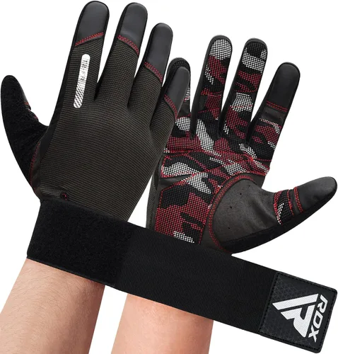 Vista 9 de Guantes de levantamiento de peso RDX con soporte para muñecas - Pantalla táctil de dedo completo para gimnasio, transpirables, antideslizantes