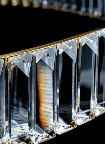 Vista 5 de Candelabros modernos de cristal con control remoto, 3000-6000 K 20 pulgadas, anillo de oro de 20 pulgadas, lámpara LED regulable de cristal redondos