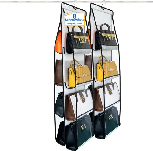 Vista 22 de Organizador de bolso, nuevo mejorado más grande, organizador de bolso para armario, ganchos resistentes, almacenamiento de bolso, material duradero