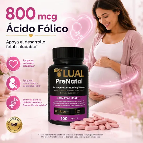 Vista 7 de LUAL Vitaminas prenatales para mujeres con hierro • Multivitamínico