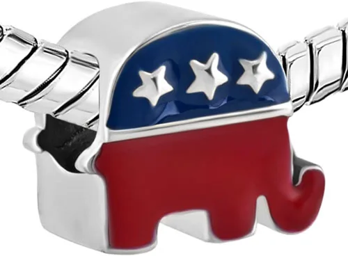 Vista 2 de Animal Charm USA Party Strong and Dignified Republicano Elephant Bead for Bracelet