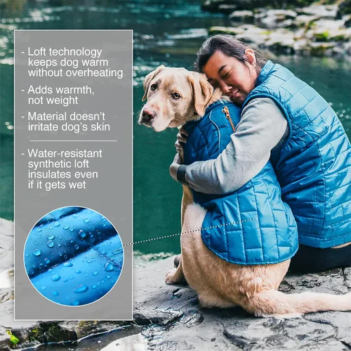 Vista 4 de Kurgo Loft Chaqueta para Perro - Abrigo Acogedor Reversible para Aventuras al Aire Libre - Resistente al Agua - Ajuste Atlético - Tela Lavable a
