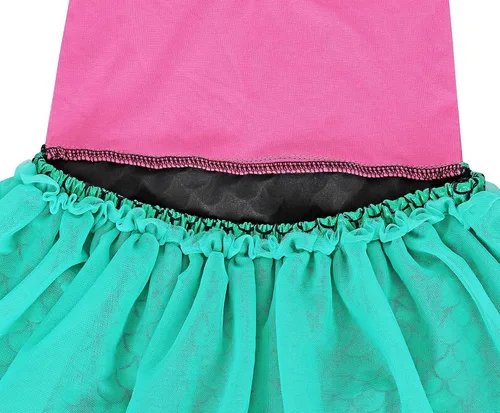 Vista 5 de HenzWorld Enterizo de sirena con lentejuelas para niños y niñas, disfraz de cumpleaños, fiesta elegante, escamas de pez, trajes de verano