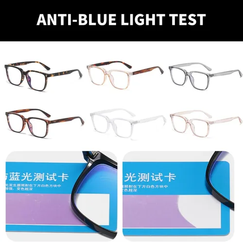 Vista 3 de YAMEIZE Lentes rectangulares con bloqueo de luz azul, anteojos cuadrados de luz azul para mujeres y hombres, antifatiga y juegos de computadora