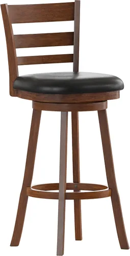 Vista 3 de Taylor & Logan Zayne Classic - Taburete giratorio de madera con asiento de piel sintética, roble antiguo/negro