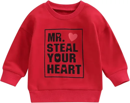 Vista 98 de Sudadera con cuello redondo para el día de San Valentín para bebé, niña, niño, para el día de San Valentín