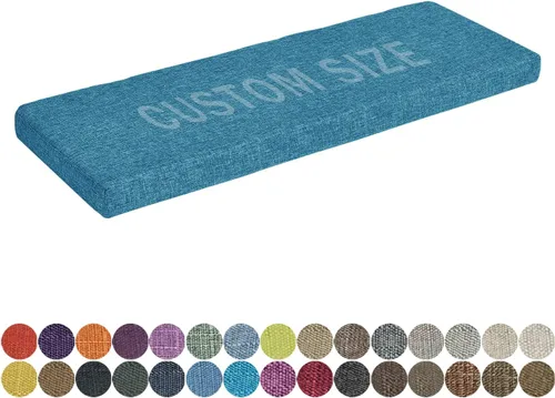 Vista 10 de Cojín de banco de tamaño personalizado, 30 colores, cojín de asiento de ventana panorámica, espuma gruesa de tapicería de 1.18 pulgadas, 1.97